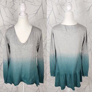 Twisted Muse Dip Dye Ombre Flowy High Low V-Neck Top